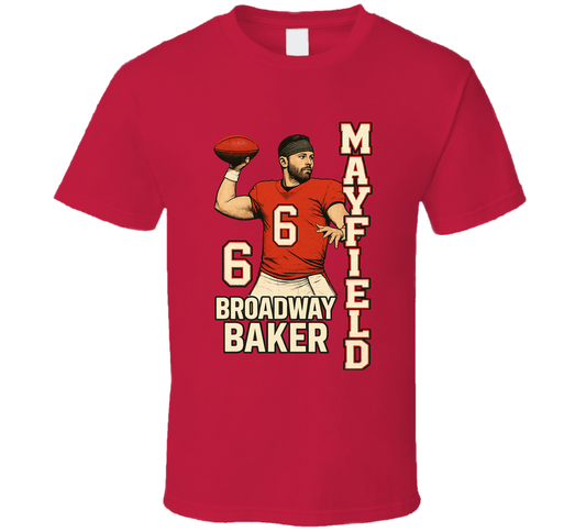 Baker Mayfield Broadway Baker Retro Look Sports Fan T Shirt