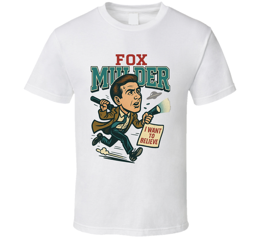 Fox Mulder The X Files Tv Show Caricature Retro Look Fan T Shirt