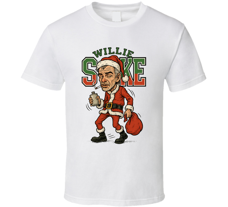 Willie Soke Bad Santa Christmas Movie Retro Look Caricature T Shirt