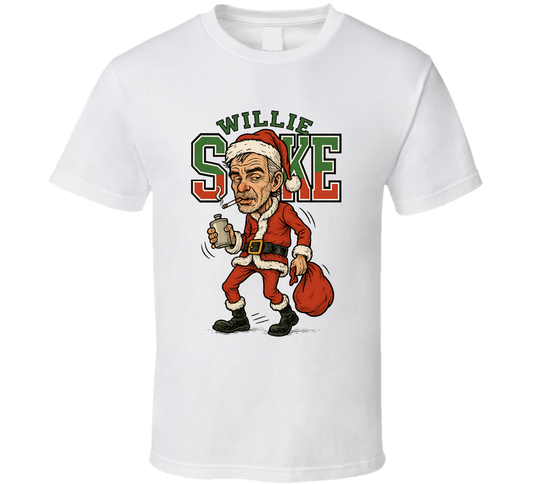 Willie Soke Bad Santa Christmas Movie Retro Look Caricature T Shirt