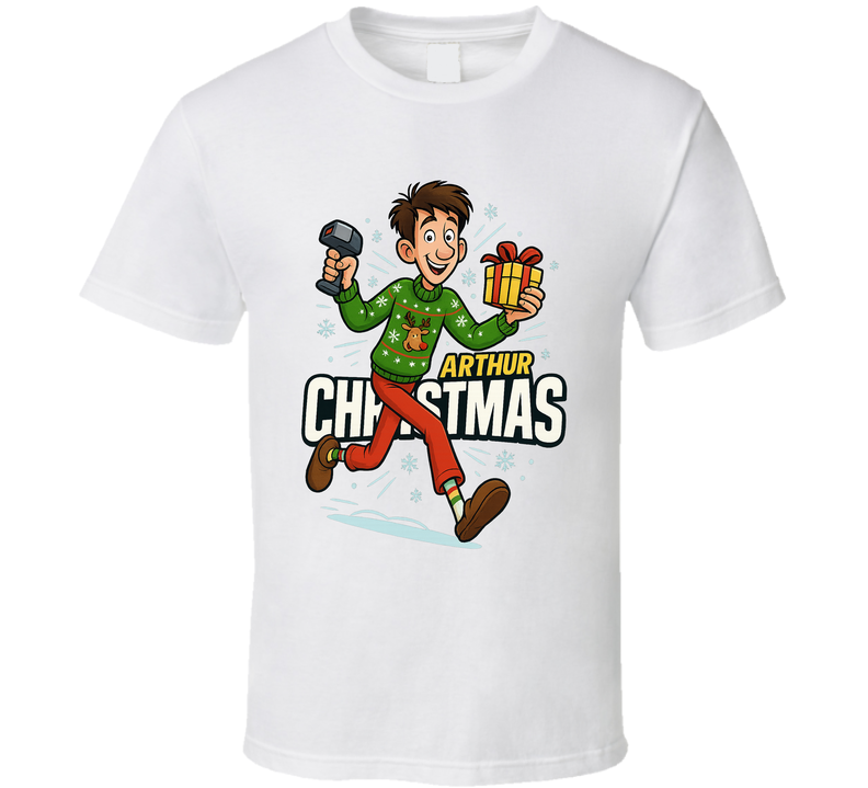 Arthur Christmas Movie Retro Look Caricature T Shirt
