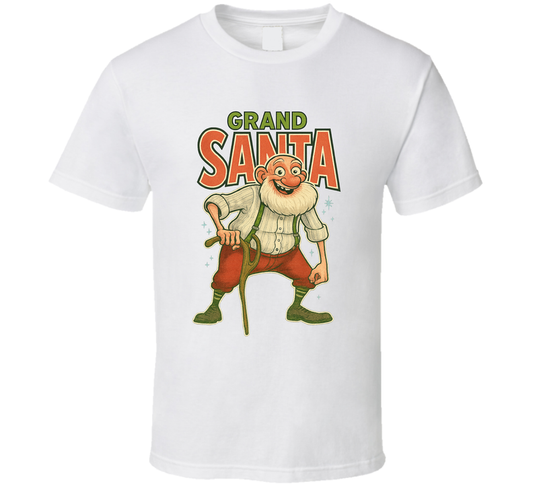 Grandsanta Arthur Christmas Movie Retro Look Caricature T Shirt