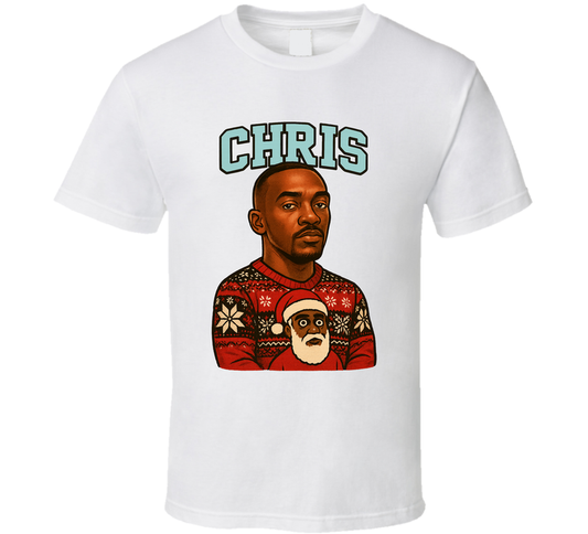 Chris The Night Before, Christmas Movie Retro Look Caricature T Shirt