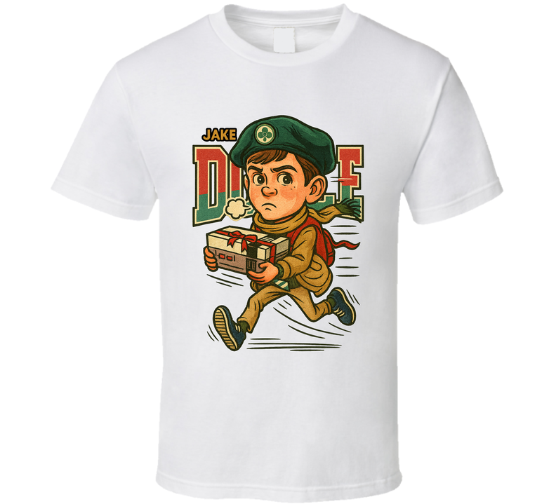 Jake Doyle 8-bit Christmas Movie Retro Look Caricature T Shirt