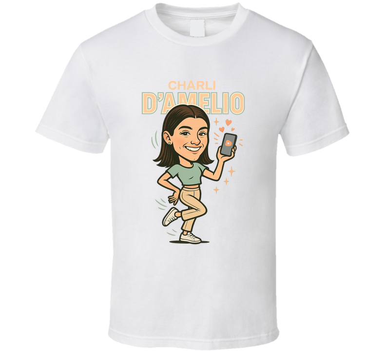 Charli D'amelio Retro Look Caricature T Shirt