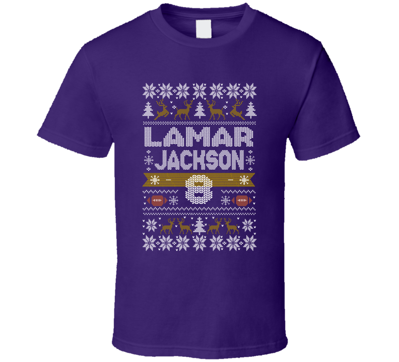 Lamar Jackson 8 Ugly Christmas T Shirt
