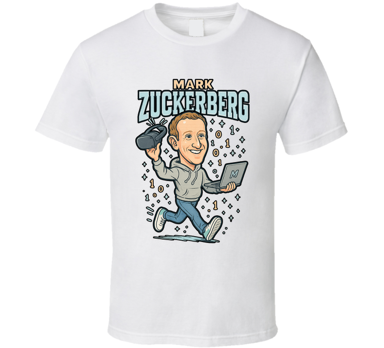 Mark Zuckerberg Retro Look Caricature T Shirt