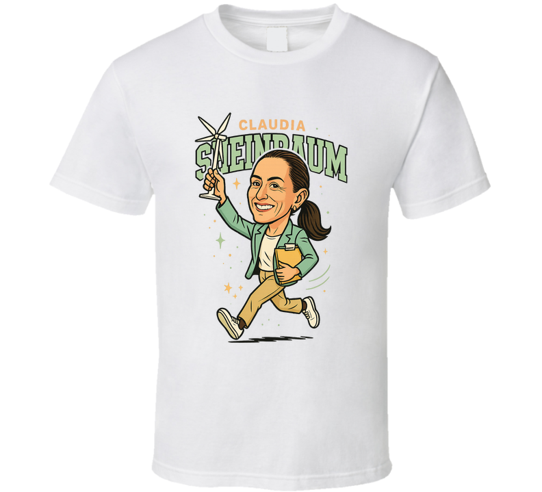 Claudia Sheinbaum Retro Look Caricature T Shirt