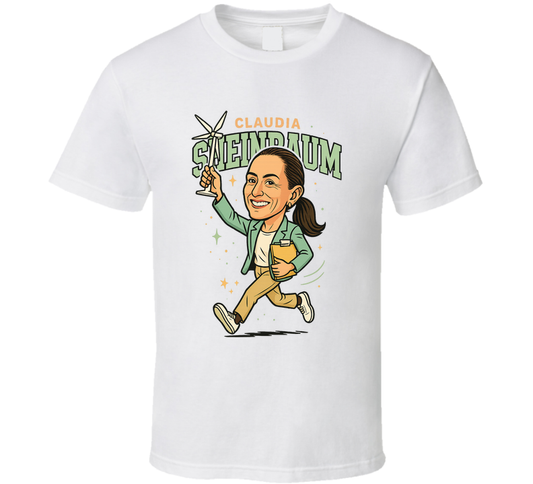 Claudia Sheinbaum Retro Look Caricature T Shirt