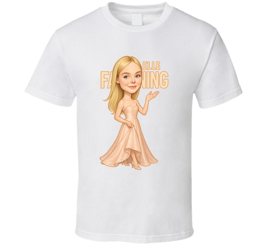 Elle Fanning Retro Look Caricature T Shirt