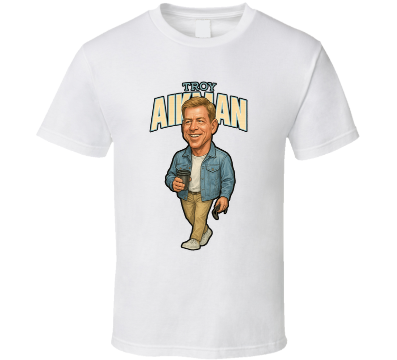 Troy Aikman Retro Look Caricature T Shirt