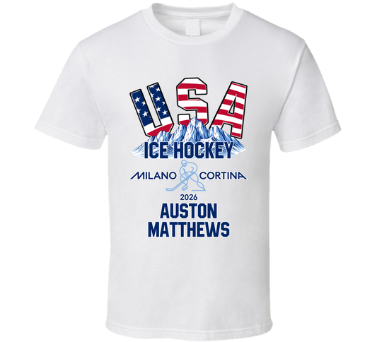 Auston Matthews Ice Hockey Milano Cortina 2026 Fan T Shirt