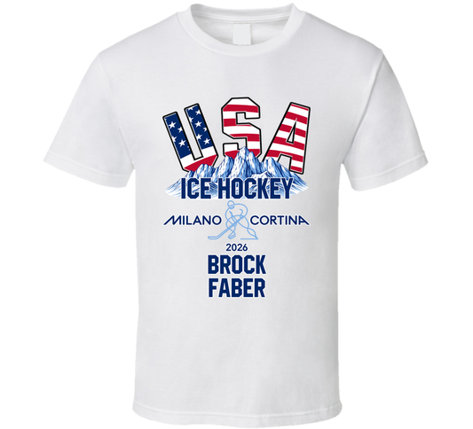 Brock Faber Ice Hockey Milano Cortina 2026 Fan T Shirt