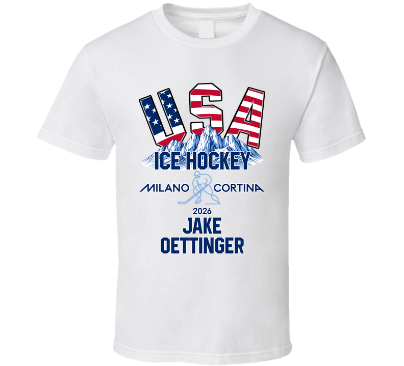 Jake Oettinger Ice Hockey Milano Cortina 2026 Fan T Shirt
