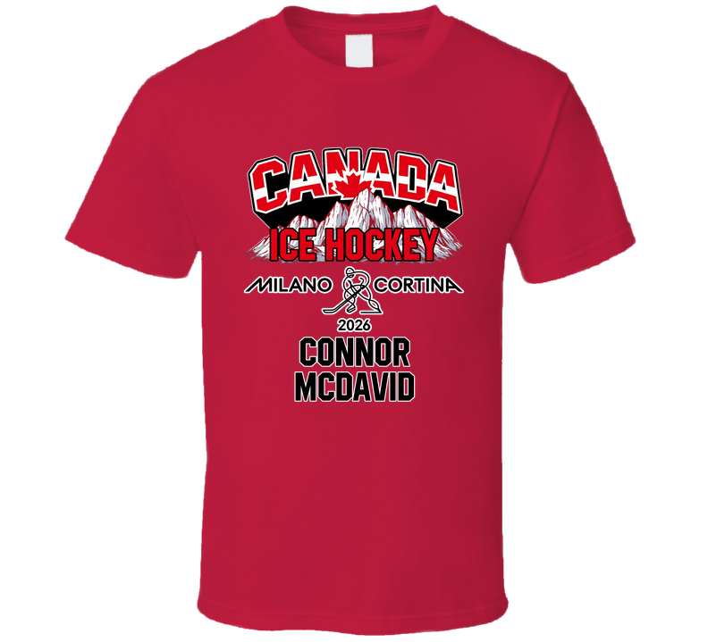 Connor Mcdavid Ice Hockey Canada Milano Cortina 2026 Fan T Shirt