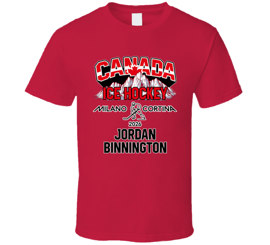 Jordan Binnington Ice Hockey Canada Milano Cortina 2026 Fan T Shirt