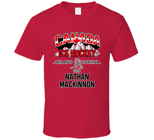 Nathan Mackinnon Ice Hockey Canada Milano Cortina 2026 Fan T Shirt