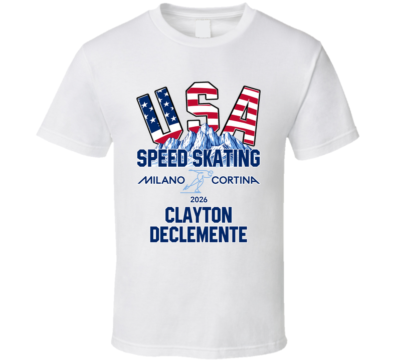 Clayton Declemente Speed Skating Milano Cortina 2026 Fan T Shirt