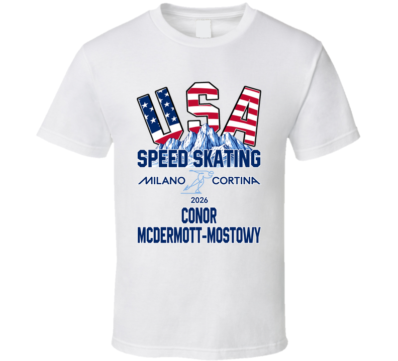 Conor Mcdermott-mostowy Speed Skating Milano Cortina 2026 Fan T Shirt