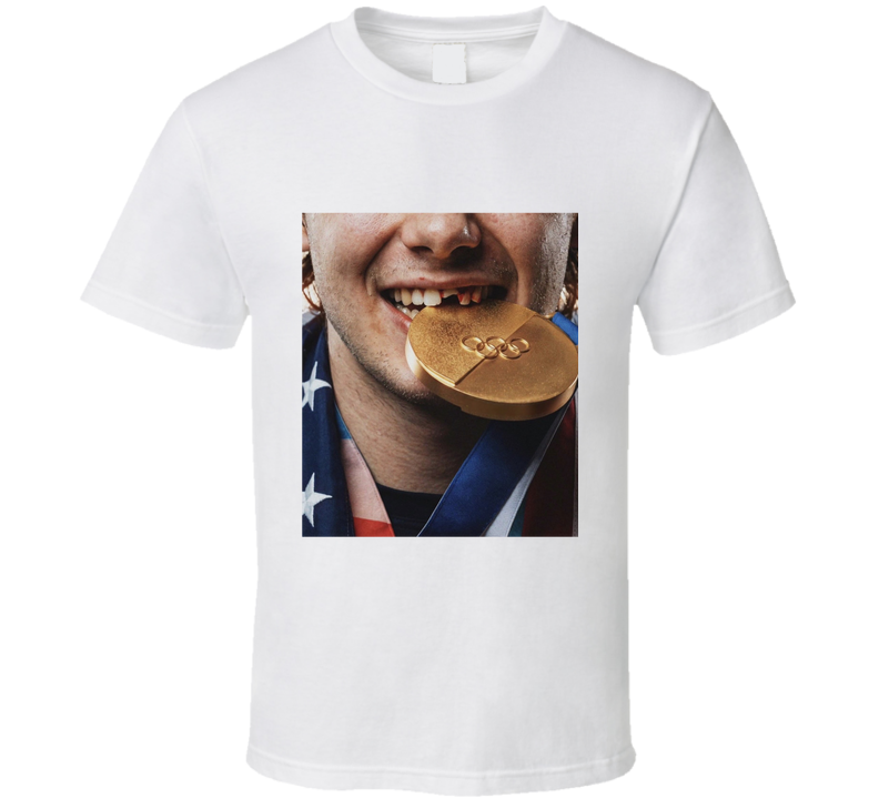 Jack Hughes Gold Medal Bite Chip Tooth T Shirt