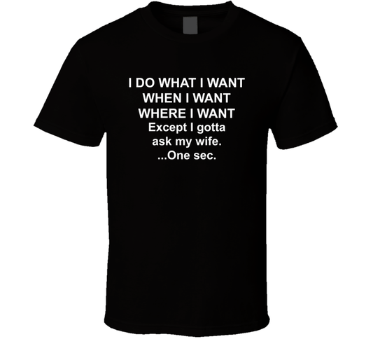 I Do What I Want Except I Gotta Ask My Wife Funny T Shirt