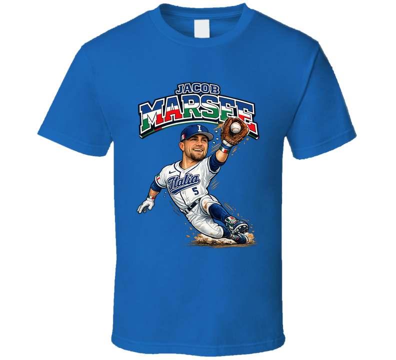 Jacob Marsee Italy Baseball Classic Caricature T Shirt