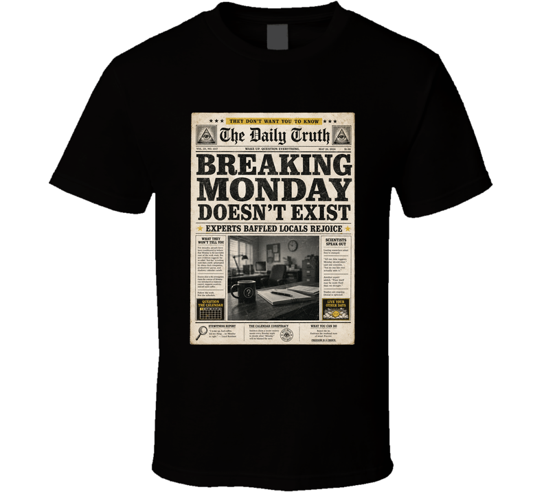 Breaking News Monday Doesn't Exist Funny T Shirt