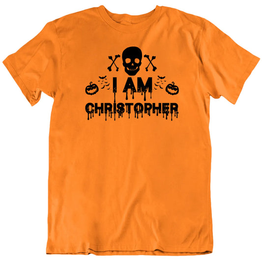 Customizable Skull And Crossbones I Am Custom Name Halloween Personalized Premium Quality Unisex Gift T Shirt