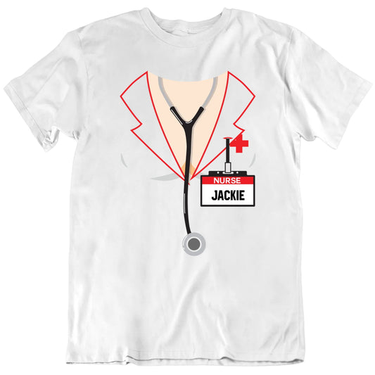 Slutty Nurse Custom Name Tag Halloween Costume T shirt