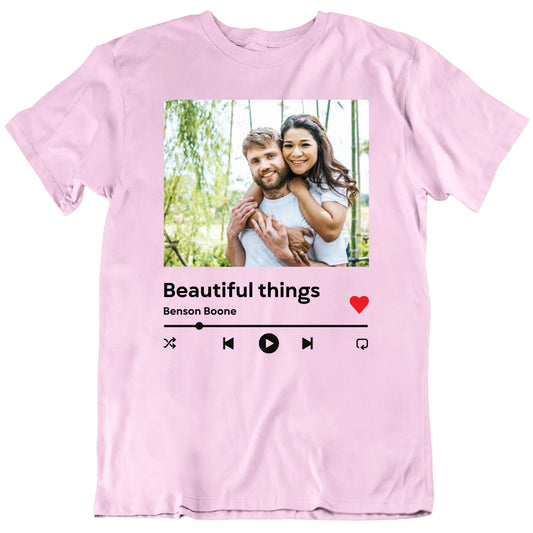 Happy couple music playlist custom photo t shirt
