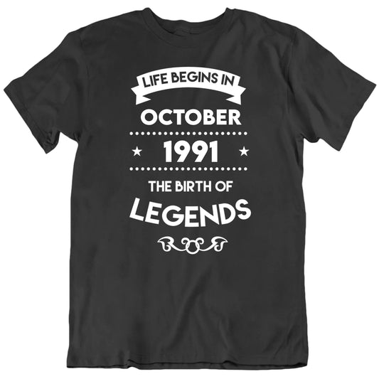 Customizable Life Begins In Custom Month And Year Personalized Quality Unisex Birthday Gift T Shirt