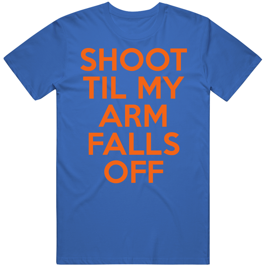 Shoot Till My Arm Falls Off Basketball Men’s 100% Cotton Royal Blue T Shirt