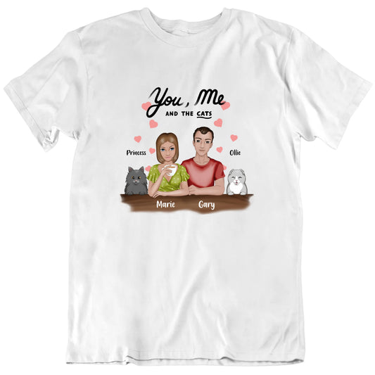 You, Me And The Cats Custom Pet Names Valentine's Day T shirt