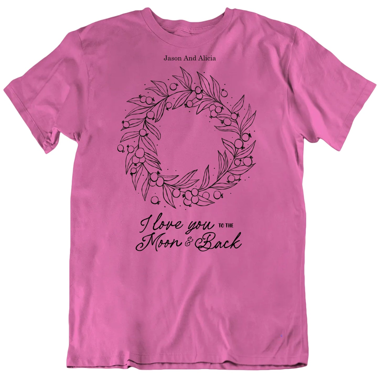 I Love You To The Moon And Back Custom Names Christmas Wreath T shirt