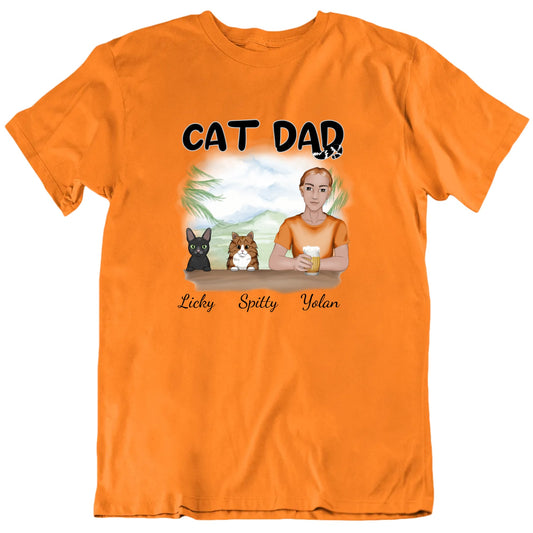 Cat Dad Custom Fathers Day Gift Tshirt