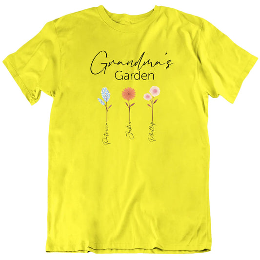 Grandma's Garden Custom Grandchildren Names T shirt