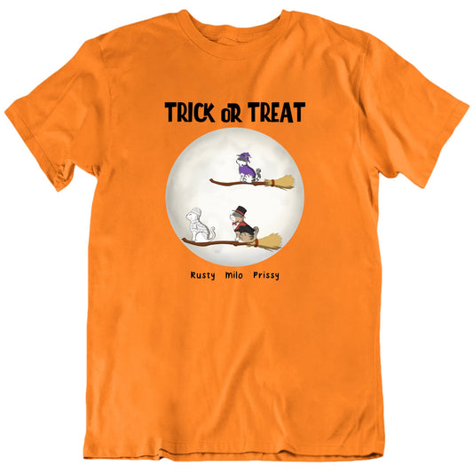 Trick Or Treat Cats On Brooms Custom Cat Halloween T shirt