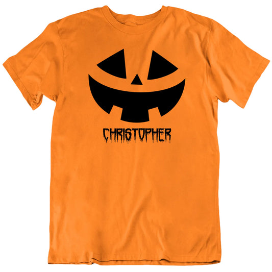 Customizable Smiling Pumpkin Face Custom Name Halloween Personalized Premium Quality Unisex Gift T Shirt