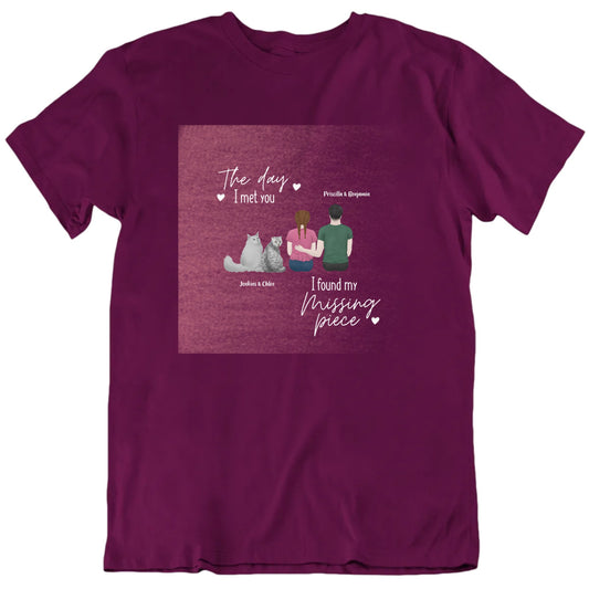 I Found My Missing Piece Custom Couple Names And Cat Names T shirt