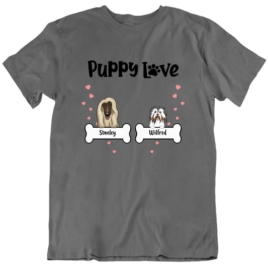 Puppy Love Custom Dog Names Valentine's Day T shirt