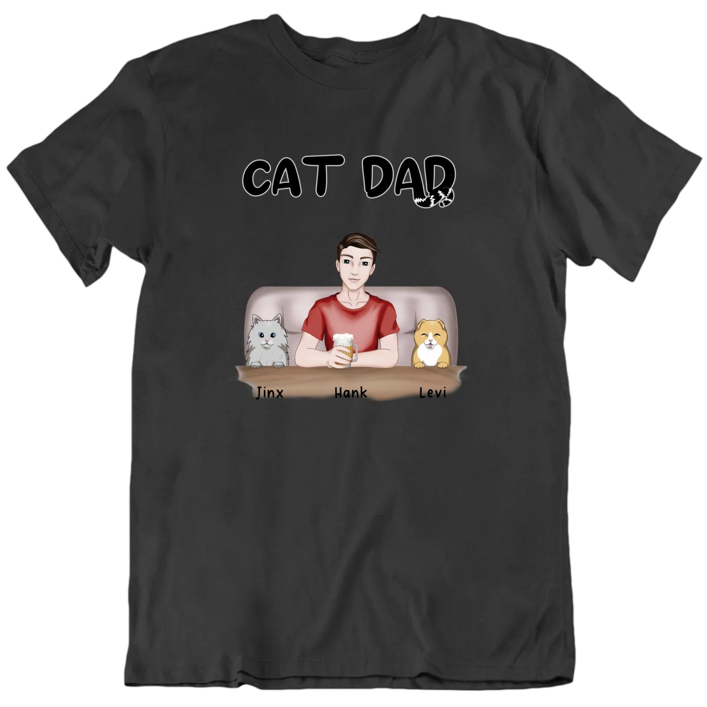 Cat Dad Custom Breed Gift T Shirt