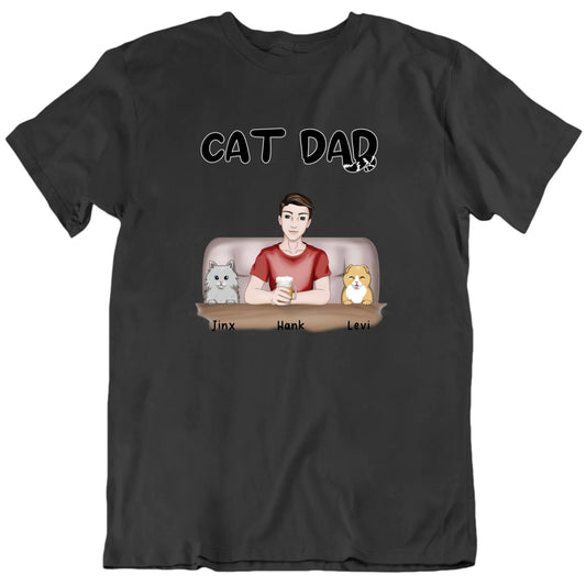 Cat Dad Custom Breed Gift T Shirt