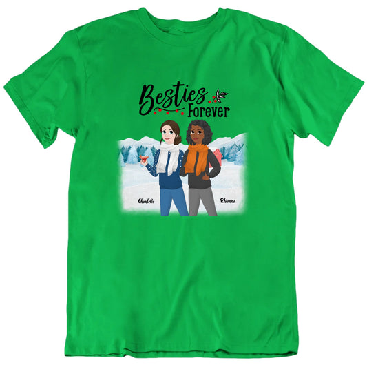 Besties Forever Wintertime Custom Names T shirt