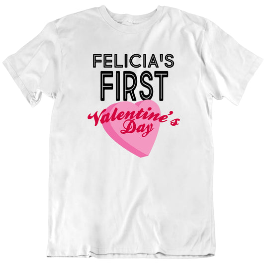Customizable First Valentine's Day Custom Name Personalized Premium Quality Unisex Gift T Shirt