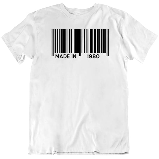 Customizable Made In Custom Year Barcode Personalized Quality Unisex Birthday Gift T Shirt