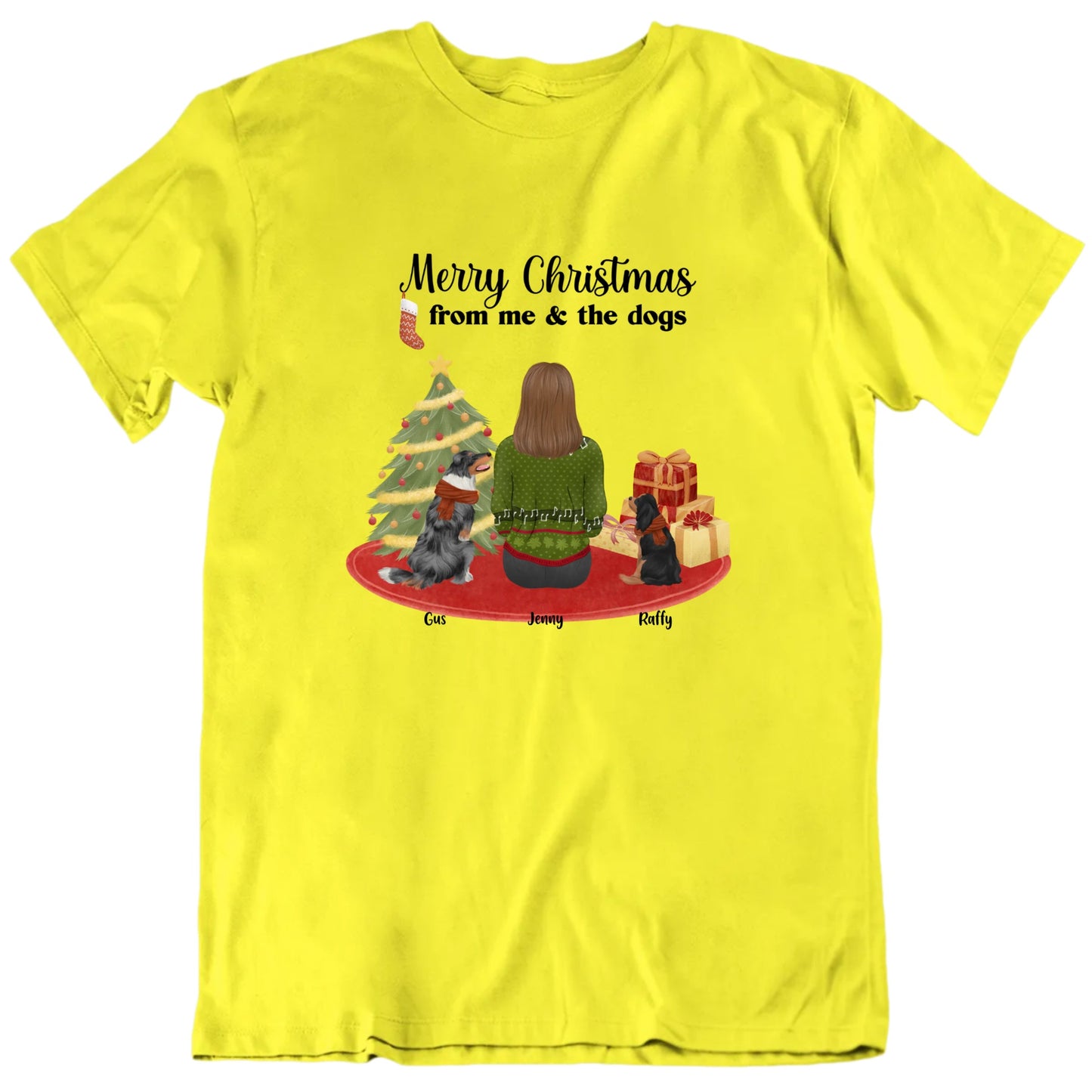 Merry Christmas From Me And The Dogs Custom Pet Names T shirt