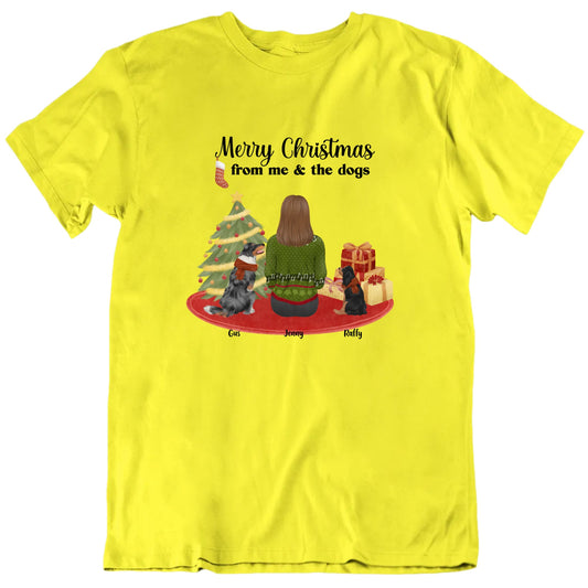 Merry Christmas From Me And The Dogs Custom Pet Names T shirt