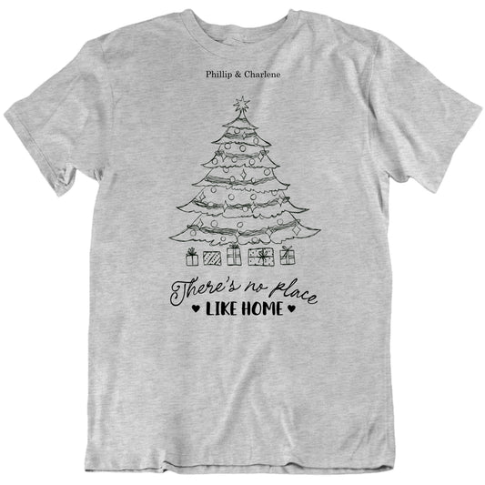 There's No Place Like Home Custom Names Christmas Tree T shirt
