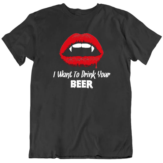 Vampire Lips I Want To Drink Your Favorite Drink Custom Halloween T shirt