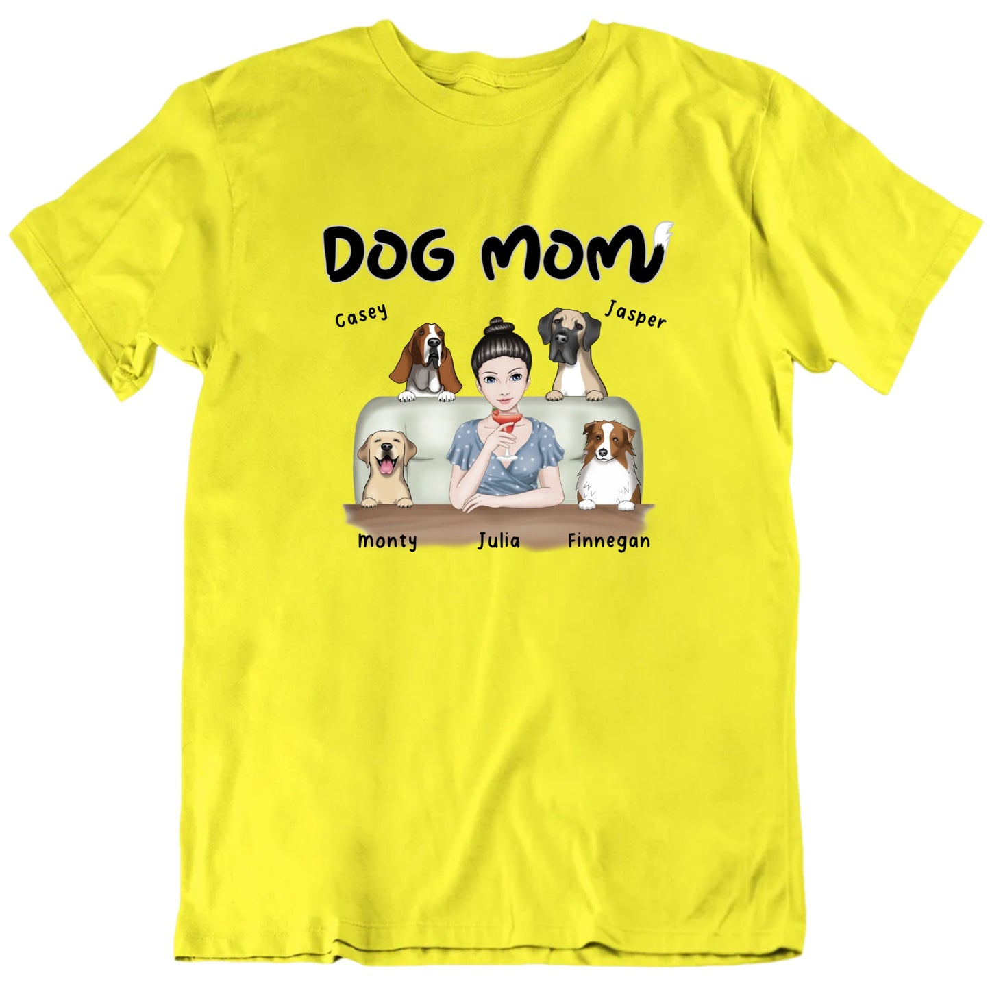 Dog Mom Custom Dog Names T shirt